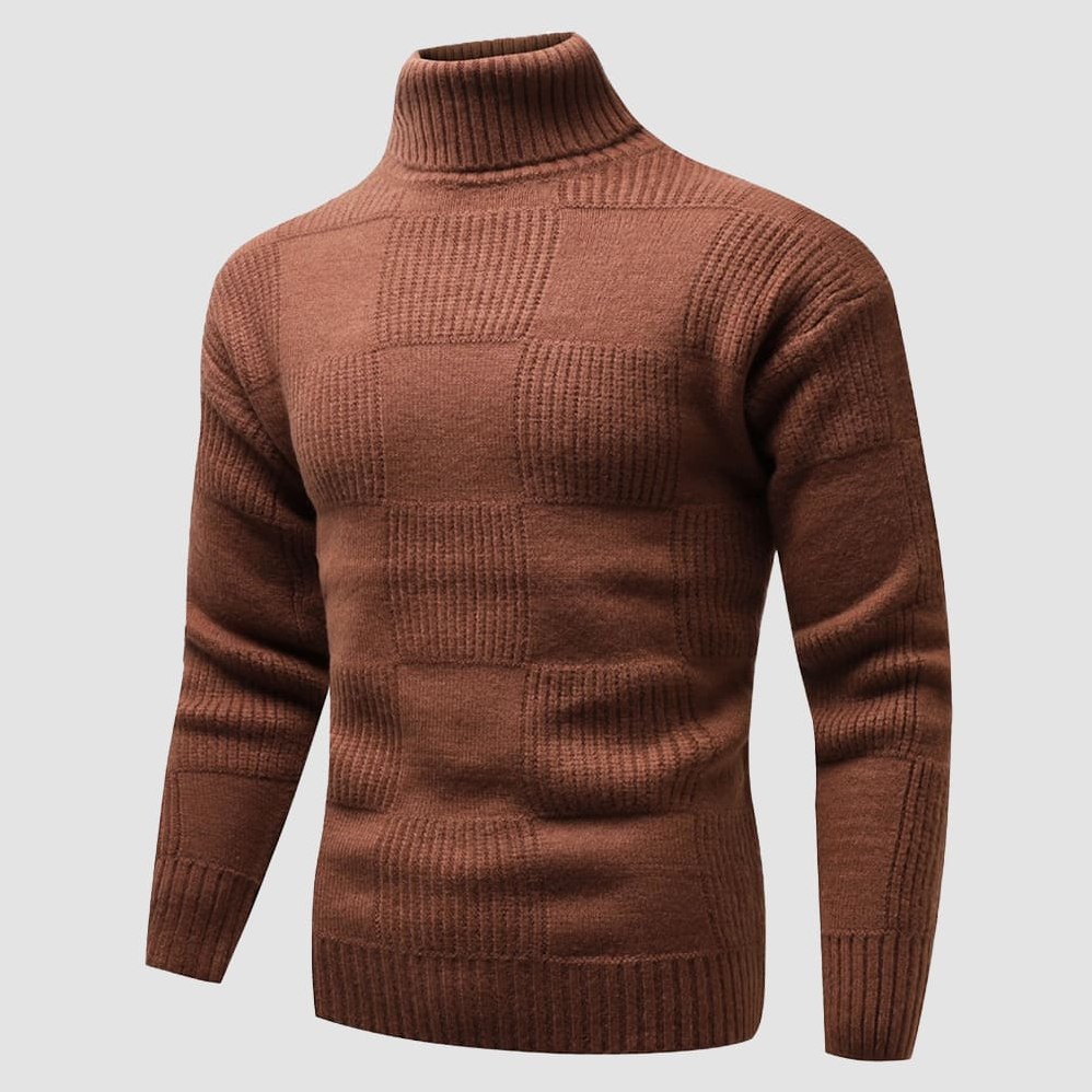 Rhys – Men's Fitted Turtleneck Jumper in Brown