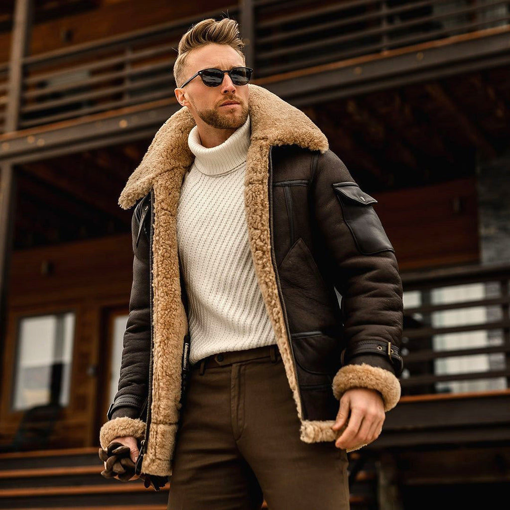 Robert – Men's Shearling Aviator Jacket in Brown