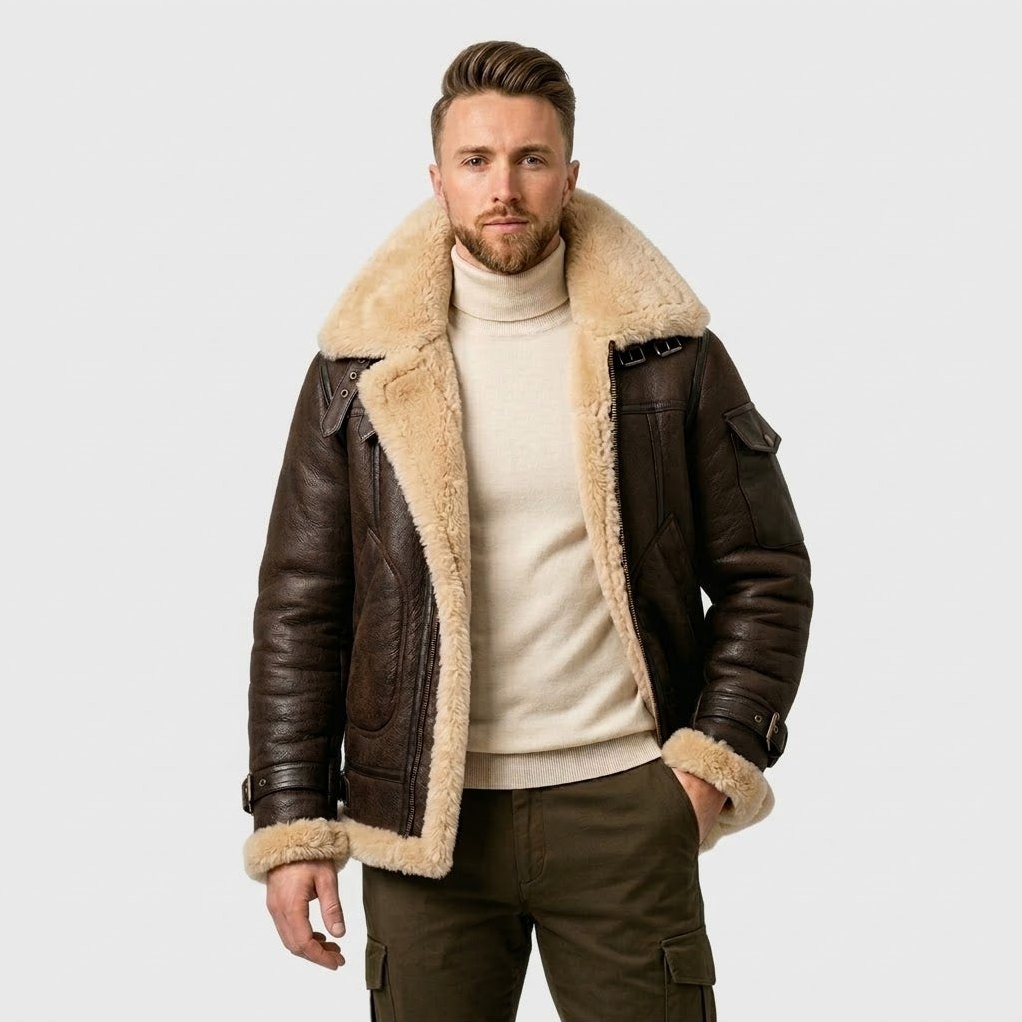 Robert – Men's Shearling Aviator Jacket, view 1