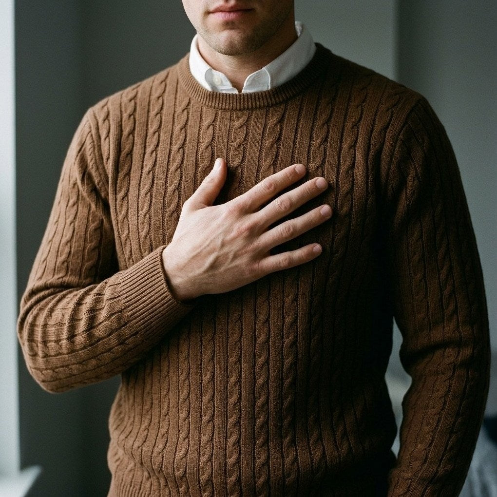 Robin | Men's Crew-Neck Cable Knit Sweater, view 7