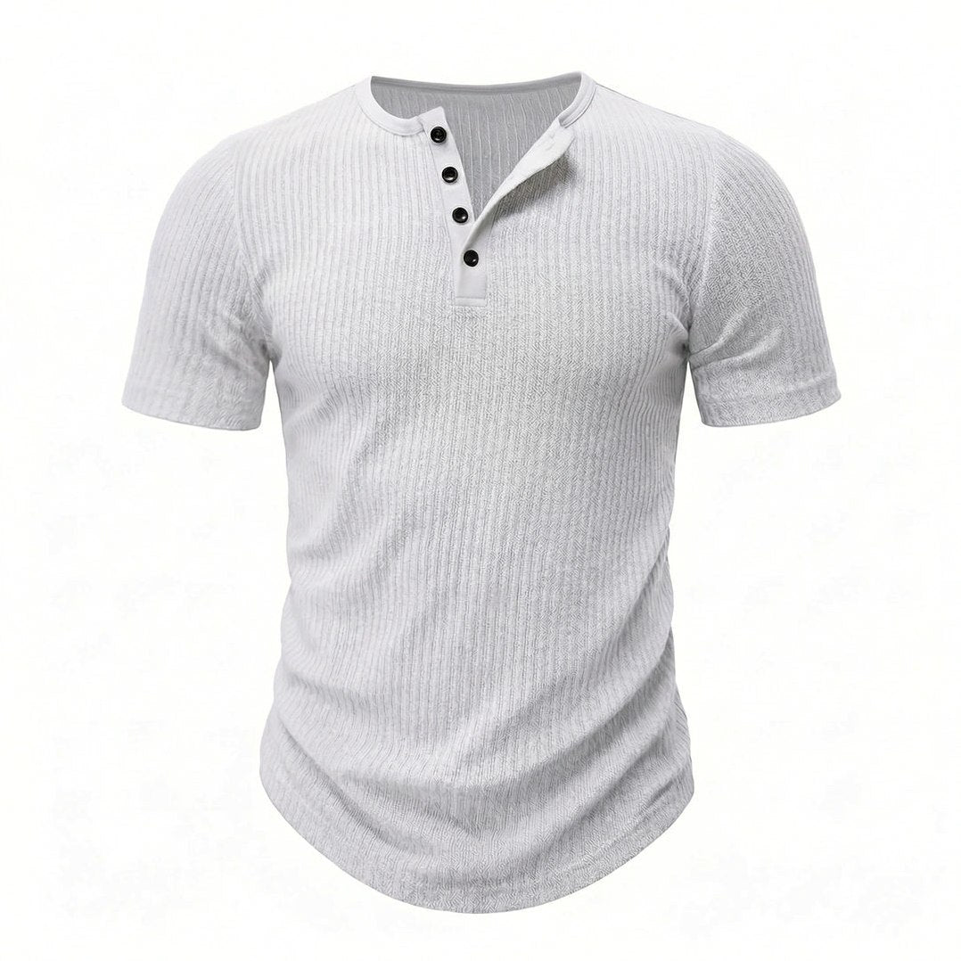 Siena - Men's Ultra-Comfort Henley Shirt in Ivory Frost