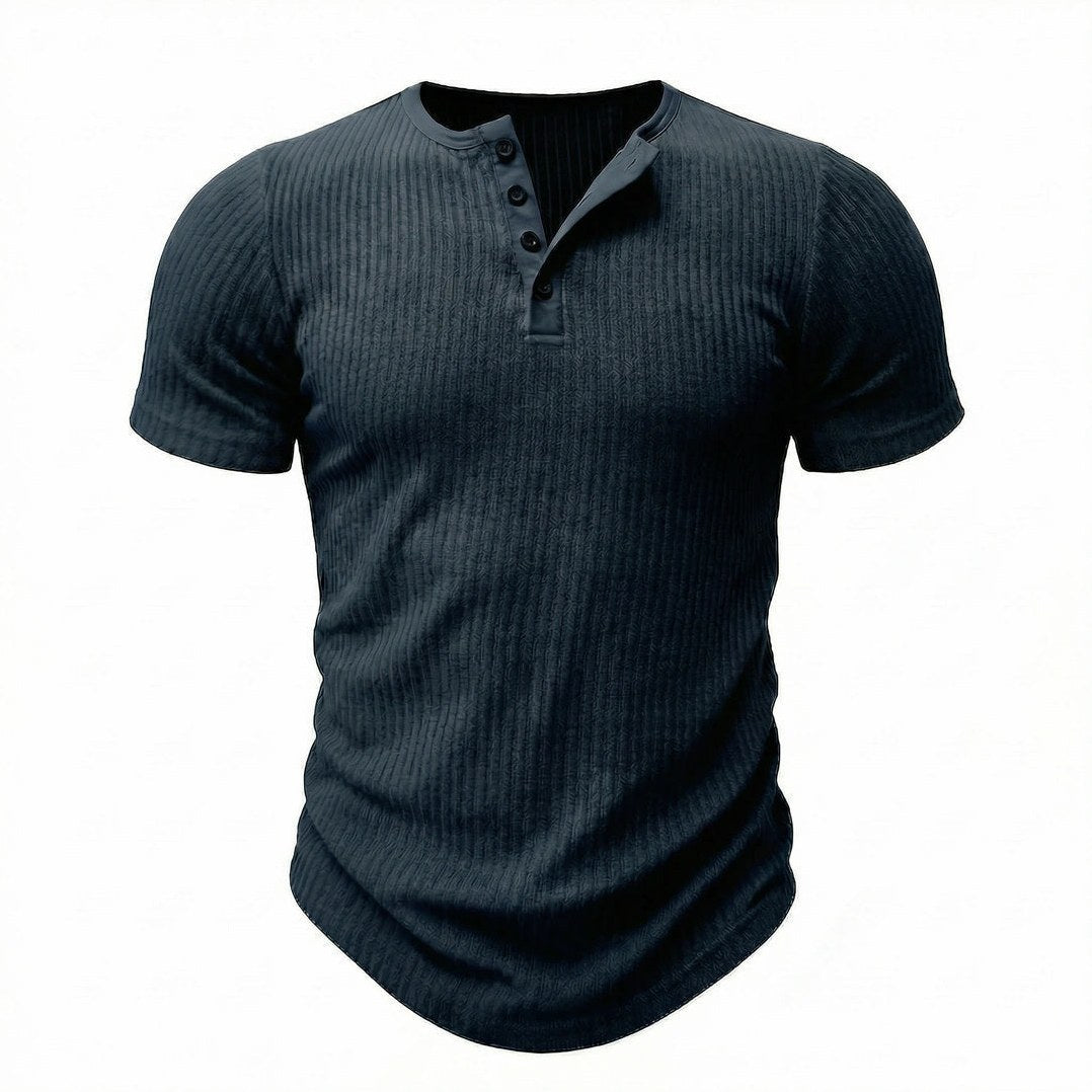 Siena - Men's Ultra-Comfort Henley Shirt in Midnight Navy
