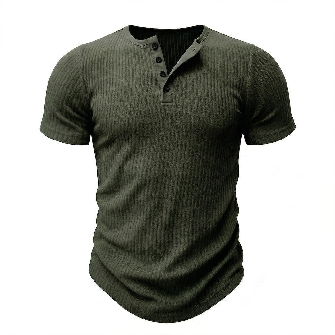 Siena - Men's Ultra-Comfort Henley Shirt in Olive Charcoal