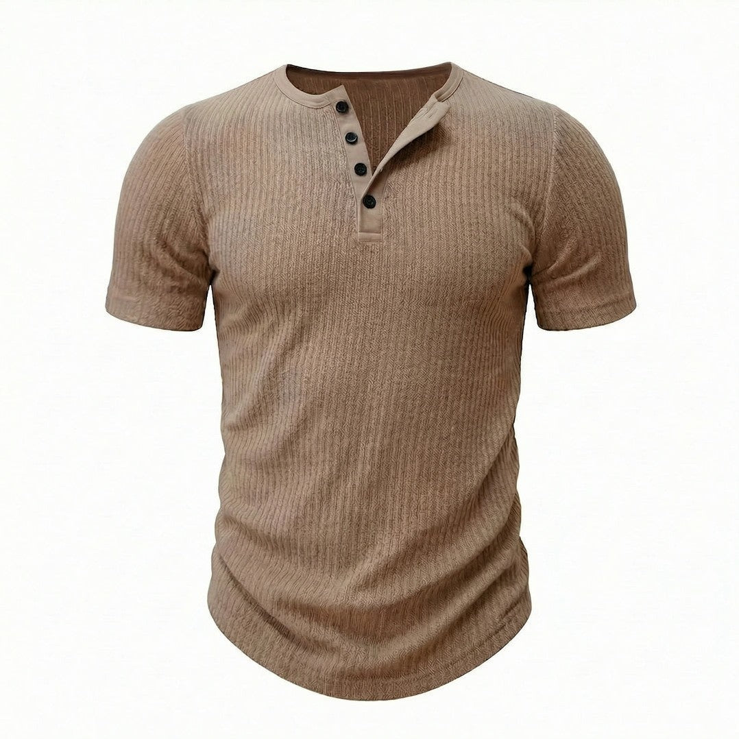 Siena - Men's Ultra-Comfort Henley Shirt in Sahara Taupe