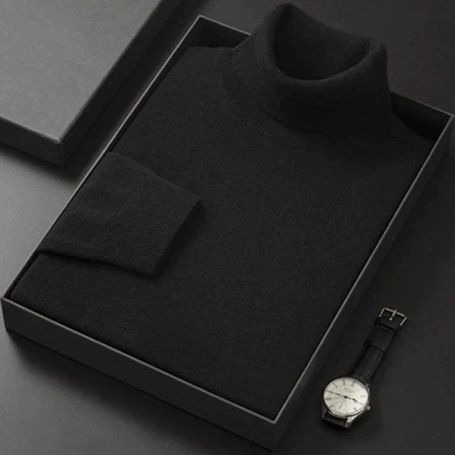 Signature Cashmere Turtleneck for Men in Black