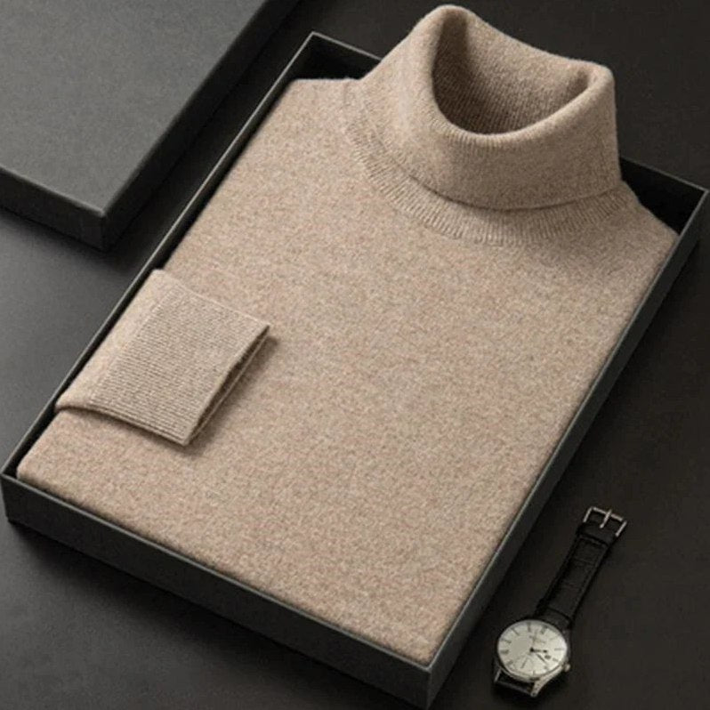 Signature Cashmere Turtleneck for Men in Brown