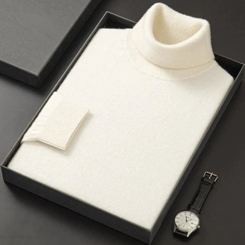 Signature Cashmere Turtleneck for Men in Off White