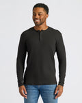 Varenna - Men's Ultra-Comfort Long Sleeve Henley in Espresso Black