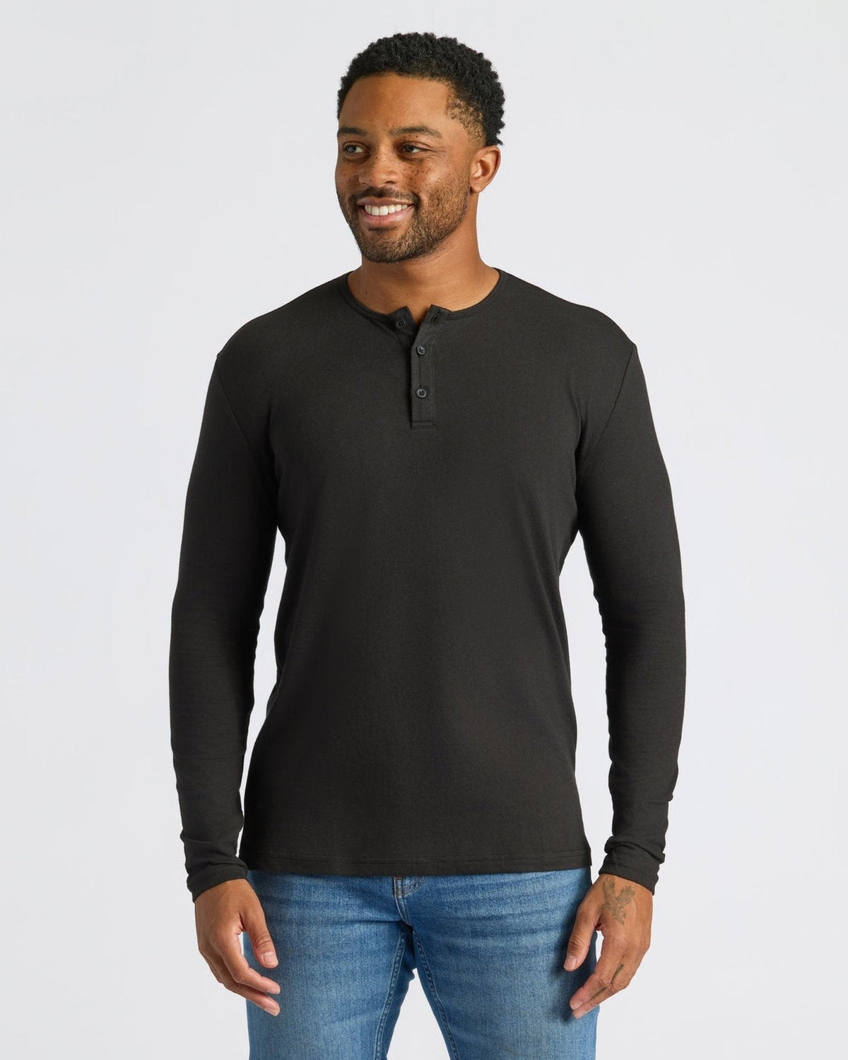 Varenna - Men's Ultra-Comfort Long Sleeve Henley in Espresso Black