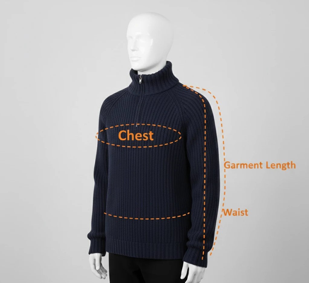 How to measure for the Cashmere V-Neck Sweater